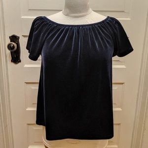 Blue Velvet Off-the-Shoulder short-sleeve Blouse
